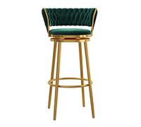 Tabourets de Bar en Velours Hauteur de comptoir tabourets tabourets avec Les chaises de Barre pivotant arrière tissées avec Base en Or pour îlot de Cuisine/Bar/Salle à Manger, Blanc (65 cm Vert)