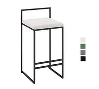 Tabourets de Bar en Velours Maison Assise Chaise de Bar avec Dossier et Repose-Pieds Noirs, Cuisine Tabouret Haut rembourré de Loisirs élégance Moderne, Hauteur 60 cm ~ 75 cm, Blanc