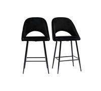 Tabourets de bar en velours noir et métal H65 cm (lot de 2) COSETTE
