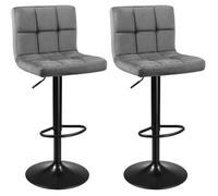 Tabourets de Bar en Velours - Songmics - Lot de 2 - Hauteur réglable - Dossier et Repose-Pieds