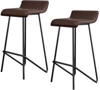Tabourets de Bar Ensemble de 2 chaises de tabourets de Tabouret de Bar en Cuir PU avec Dos Repose-Pied, tabourets Hauts pour Le café de café de pub Island de Cuisine (C, 65 cm)