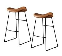 Tabourets de Bar Ensemble de 2 PU en Cuir Tabouret de Bar en Cuir Haut de Barre arrière Back Tabouret de Bar Tabouret de Bar pour Salle à Manger/Bar/Cuisine à la Maison (Orange)