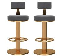 Tabourets de Bar Ensemble de 2, Tabouret Haut pivotant avec dossiers en Velours, chaises de comptoir relevables réglables, tabourets d’îlot Confortables, Base Ronde, supporte Jusqu’à 550 LB