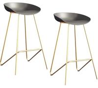 Tabourets de Bar Ensemble de 2 tabourets de Bar de comptoir avec siè PP, Jambes en métal Repose-Pieds, tabourets Hauts pour Le Petit déjeuner, 3-5 Minutes pour s'assembler, Charge 300 Livres