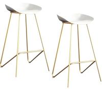Tabourets de Bar Ensemble de 2 tabourets de Bar de comptoir avec siè PP, Jambes en métal Repose-Pieds, tabourets Hauts pour Le Petit déjeuner, 3-5 Minutes pour s'assembler, Charge 300 Livres