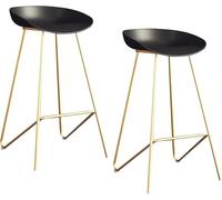 Tabourets de Bar Ensemble de 2 tabourets de Bar de comptoir avec siè PP, Jambes en métal Repose-Pieds, tabourets Hauts pour Le Petit déjeuner, 3-5 Minutes pour s'assembler, Charge 300 Livres