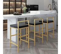 Tabourets de Bar Ensemble de 3, Chaise de Bar à Tabouret de comptoir de Petit-déjeuner avec Dossier Tabouret de Repose-Pied Velvet siè doré Les Jambes en métal Hauteur du siè 45/50/55/60/65/70/75 cm