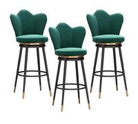 Tabourets de Bar Ensemble de tabourets de Bar à 3 Hauteur de comptoir tabourets de Bar pivotants avec dossiers en Velours pour comptoir de Cuisine, Hauteur du siè 75 cm (Hauteur Verte 75 cm)