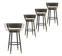 Tabourets de Bar Ensembles de 4, tabourets de Bar à Hauteur de comptoir en Velours avec Dos, écoles de Bar pivotantes de diplôme avec Jambes en métal Repose-Pieds, chaises de Restauration pour îlot