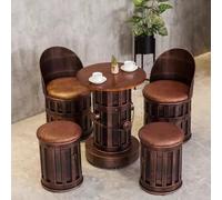 Tabourets de bar et table en fer, tabourets ronds en métal vieilli pour pub, ensemble de bistrot industriel pour café, mobilier rétro pour dessert