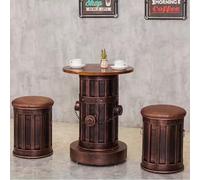 Tabourets de bar et table en fer, tabourets ronds en métal vieilli pour pub, ensemble de bistrot industriel pour café, mobilier rétro pour dessert