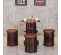 Tabourets de bar et table en fer, tabourets ronds en métal vieilli pour pub, ensemble de bistrot industriel pour café, mobilier rétro pour dessert