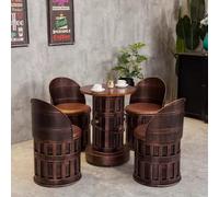 Tabourets de bar et table en fer, tabourets ronds en métal vieilli pour pub, ensemble de bistrot industriel pour café, mobilier rétro pour dessert