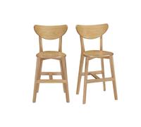 Tabourets de bar finition chêne h65 cm (lot de 2) leena