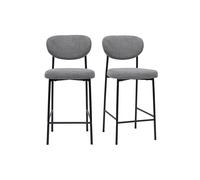 Tabourets de bar fixes en tissu effet velours texturé gris clair H65 cm (lot de 2) BREKA