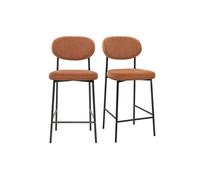 Tabourets de bar fixes en tissu velours côtelé terre brûlée H65 cm (lot de 2) BREKA
