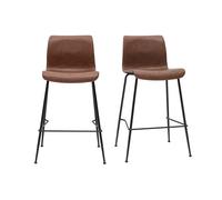 Tabourets de bar fixes marron aspect vieilli et métal noir H65 cm (lot de 2) HAROLD
