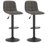 Tabourets de bar - GAROSA - Lot de 2 - Gris foncé - Velours - Réglable en hauteur