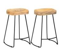 Tabourets de bar Gavin lot de 2 bois de manguier massif Marron et noir G