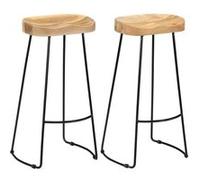 vidaXL Tabourets de bar Gavin – Lot de 2 – Bois de manguier massif