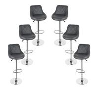 Tabourets de bar gris JEOBEST® - Lot de 6 - Réglable en hauteur - Simili - Contemporain - Design