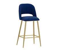tabourets de bar hauteur de bar chaise haute nordique avec dossier de support de support de cuisine tabouret de comptoir, velours rembourré, jambe en métal doré, max. Chargez 200 kg - vert / bleu /