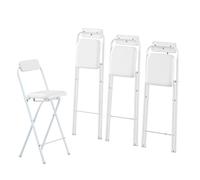 Tabourets de Bar Hauts pliants avec Dossier, Blanc/Noir, réglables de 50 à 80 cm, pour la Cuisine et l'extérieur. Assise rembourrée pour Un Confort Optimal. Parfaits pour Les Salle