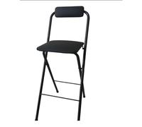 Tabourets de bar hauts pliants avec dossier et repose-pieds - Chaises de comptoir portables avec cadre en métal pour cuisine et petit déjeuner - Pliables, noir/blanc, 65 cm