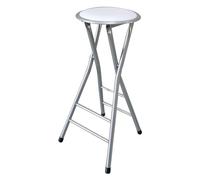 Tabourets de bar hauts pliants portables en acier, chaise haute de cuisine avec repose-pieds (couleur : blanc, taille : comptoir 60 cm)