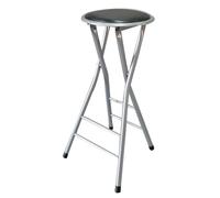 Tabourets de bar hauts pliants portables en acier, hauteur de comptoir rond dos nu, chaise haute de cuisine avec repose-pieds (couleur : argent, taille : comptoir 60 cm)
