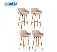 Tabourets de bar hauts style nordique-Lot de 4-Avec dossier et repose-Pieds-JEOBEST-Beige-Idéaux pour cafés restaurants et salons