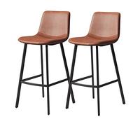 Tabourets de Bar Hauts, tabourets d'îlot, chaises de Bar, revêtement en PU Noir avec Repose-Pieds, pour Bistro, pub ou Salle à Manger, 65/75 cm, Lot de 2, Marron, 65 cm