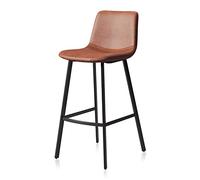 Tabourets de Bar Hauts, tabourets d'îlot, chaises de Bar, revêtement en PU Noir avec Repose-Pieds, pour Bistro, pub ou Salle à Manger, 65/75 cm, 1 pièce, Marron, 65 cm