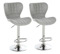 HomCom Lot de 2 tabourets de bar contemporains hauteur réglable 59-81 cm pivotant 360° lin gris