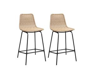 Tabourets de Bar Îlot Central Rotin et Métal - Coloris Naturel Bali | Lot de 2