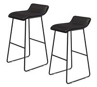 Tabourets de Bar industriels PU Leather Bar Hauteur tabourets Chaises avec Dos Repose-Pieds pour Le café de pub Home Dinning Kitchen Island (Support 330lbs) (Black-2P, 65 cm / 25,6 Pouces)