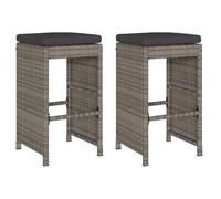 Vidaxl Tabourets De Bar Jardin Coussins Lot De 2 Gris Résine Tressée