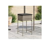 Vidaxl Tabourets De Bar Jardin Coussins Lot De 2 Gris Résine Tressée
