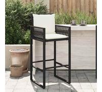 vidaXL Tabourets de bar jardin 368707 – lot de 2 gris en résine tressée avec coussins