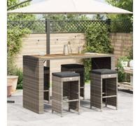 Vidaxl Tabourets De Bar Jardin Coussins Lot De 2 Gris Résine Tressée