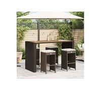 Tabourets de bar jardin coussins lot de 2 noir résine tressée tabouret vidaXL