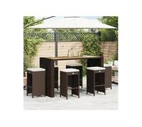 vidaXL Tabourets de bar de jardin – Lot de 6, résine tressée marron avec coussins