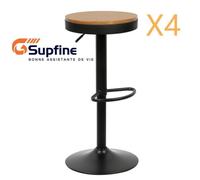Tabourets de bar - JEOBEST - Lot de 4 - Hauteur réglable - Pieds antidérapants