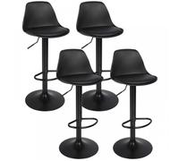 Tabourets de Bar JEOBEST - Lot de 4 - Réglable en hauteur - Noir
