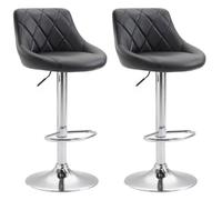 Tabourets de bar Lazio - CLP - Similicuir - Noir - Réglable en hauteur - Lot de 2