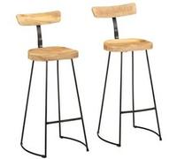 vidaXL Tabourets de Bar Lot de 2 49x43x103 cm Bois de manguier Massif