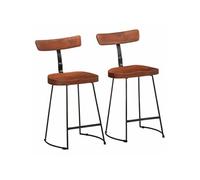 vidaXL Tabourets de bar Lot de 2 49x43x79 cm Bois de manguier massif Marron