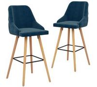 Vidaxl Tabourets De Bar 2 Pcs Bleu Velours Bleu