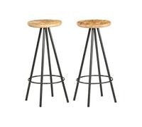 Vidaxl Tabourets De Bar 2 Pcs Bois De Manguier Brut