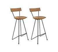 vidaXL Lot de 2 Tabourets de Bar, Chaise de Pub, Siège de Bistrot, Meuble de Salle à Manger Cuisine Salon Maison Intérieur, Bois de Teck Massif